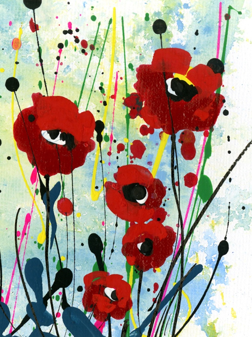 Original Acrylic Floral Paintings on art panel - Poppy Dreams 7